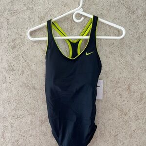 Nike Black One-Piece Swimsuit with Neon  Trim